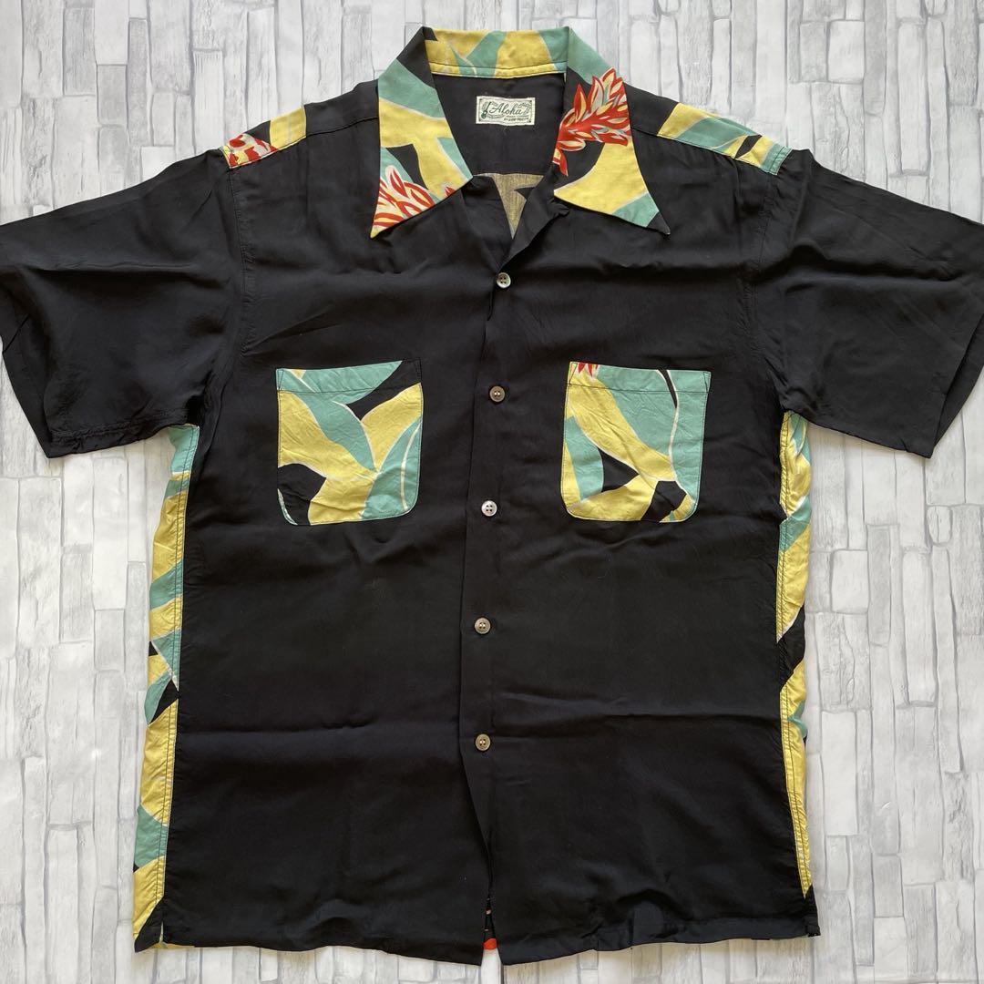 【希少】SUN SURF サンサーフ　バックパネル アロハシャツ　M32427 SUN SURF】 (M32427) サンサーフ バックパネル アロハシャツ黒