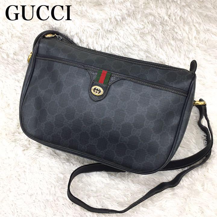 【破格値下げ】 PVC×レザー シェリーライン ショルダーバッグ 【しま様♡】GUCCI - ショルダーバッグ