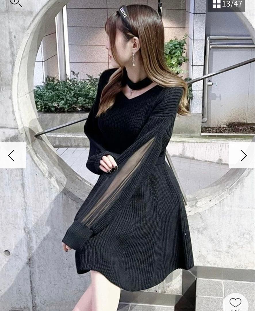 スリットスリーブニットフ ワンピース SIZE EATME