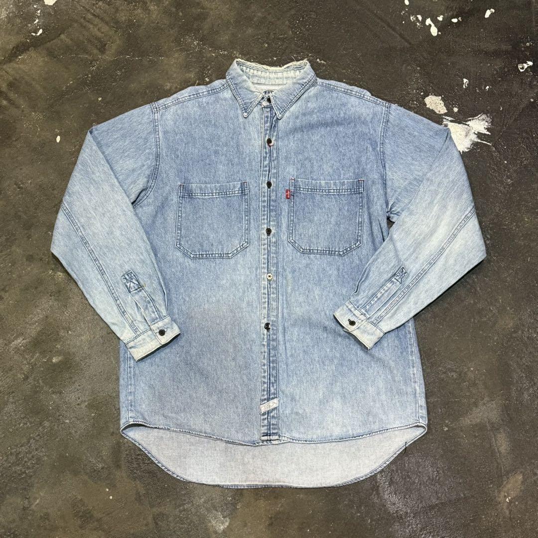 ◎90s Levi's ボロ デニムシャツ 長袖 M相当 インディゴブルー
