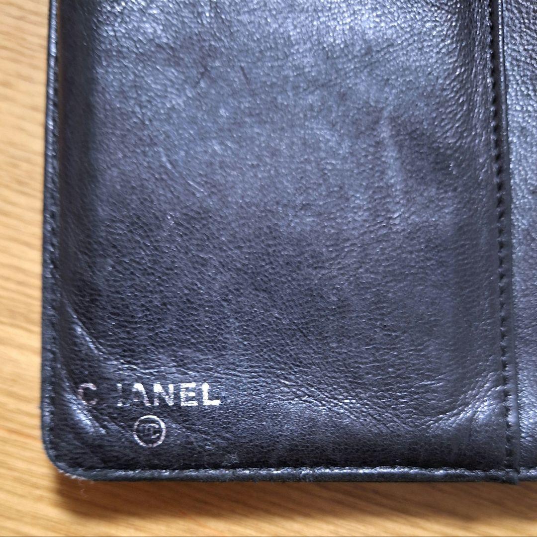 シャネル　CHANEL　長財布　カメリア　黒　ブラック　ウォレット　レディース