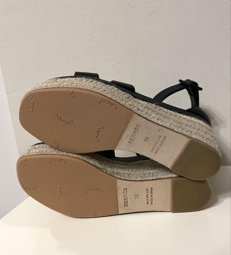 くらしを楽しむアイテム HERMES 2025春夏 エルダ 36 黒 エスパドリーユ サンダル - メルカリ 靴