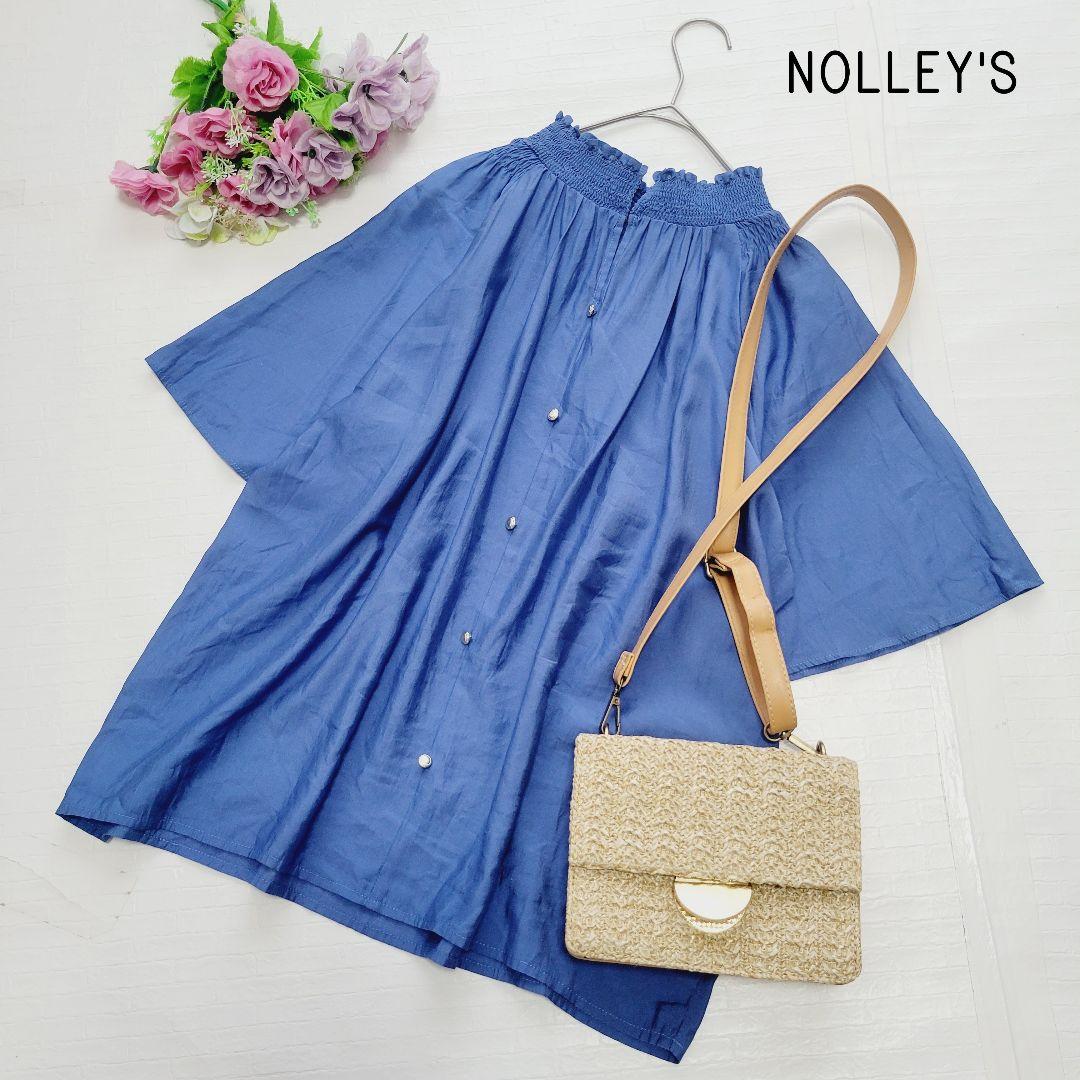 NOLLEY'S＊シルキーローンシャーリングブラウス♪ブルー