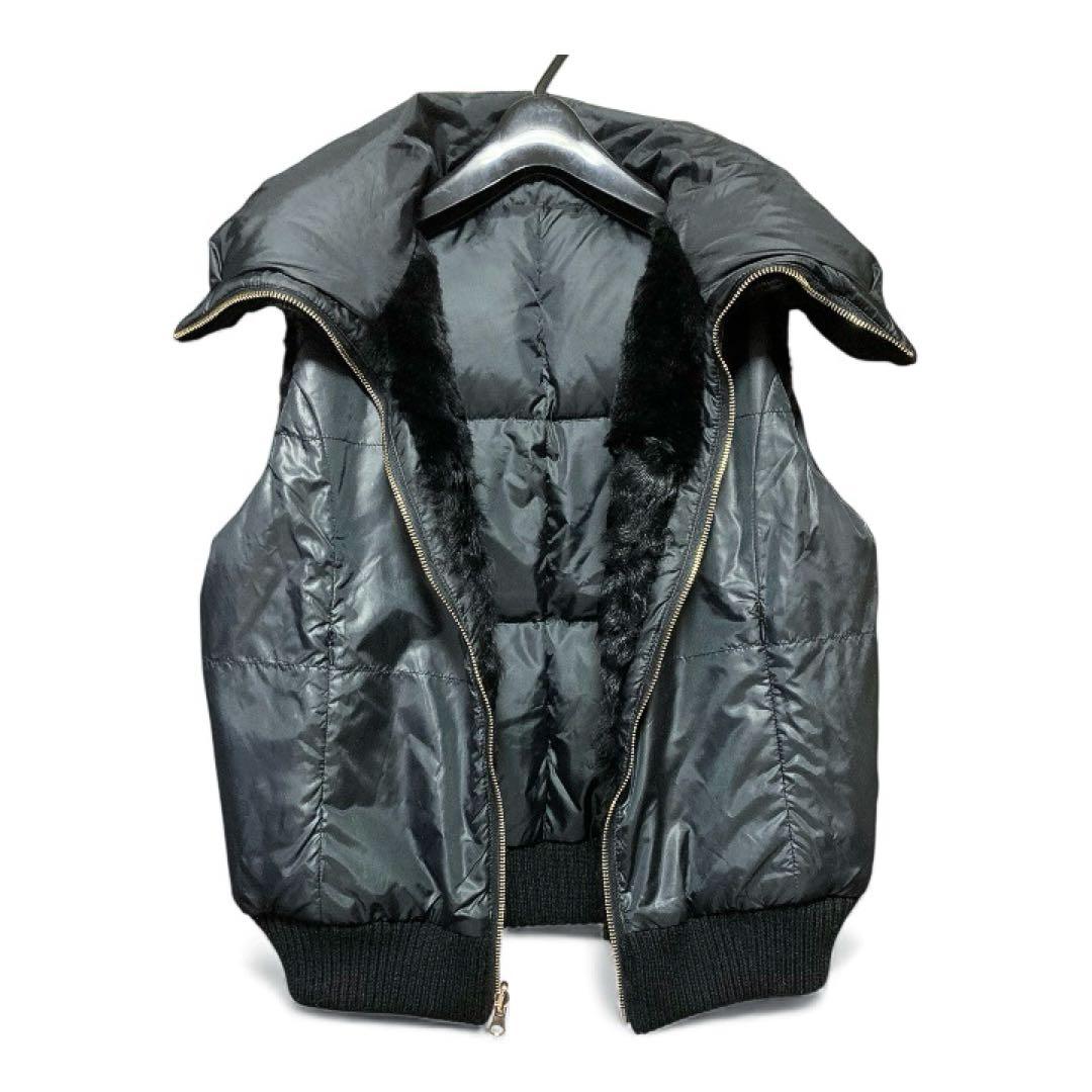 adagietto リバーシブルニットダウンベスト 黒 ラビットファー M-L adagietto リバーシブルニットダウンベスト 黒 ラビットファー M-L