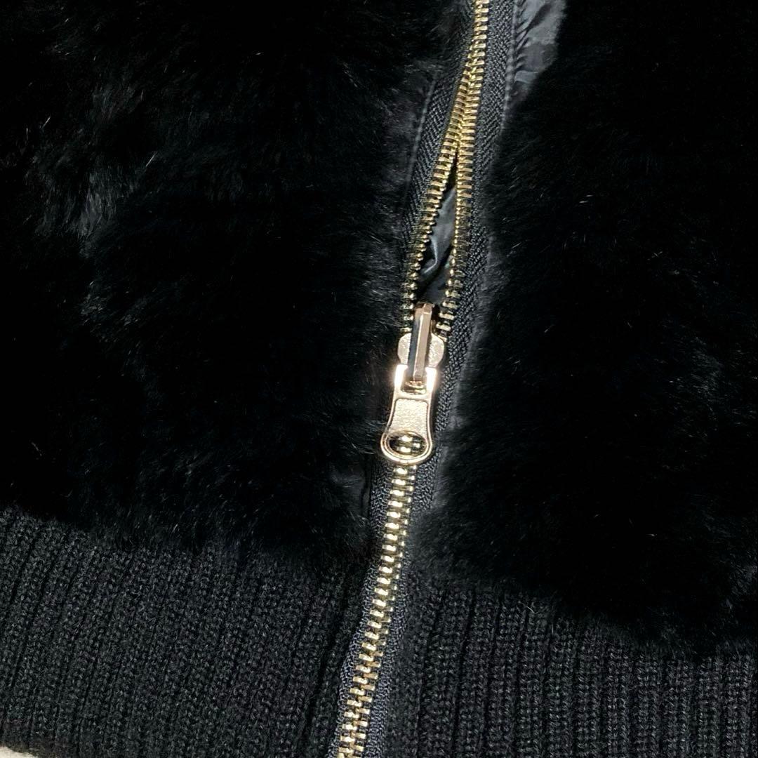 adagietto リバーシブルニットダウンベスト 黒 ラビットファー M-L adagietto リバーシブルニットダウンベスト 黒 ラビットファー M-L