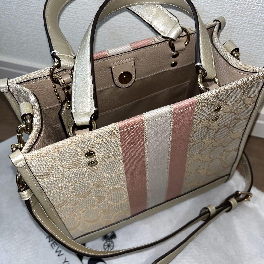 COACH アウトレット　デンプシートートバッグ ベージュ/ピンク 保存袋付き