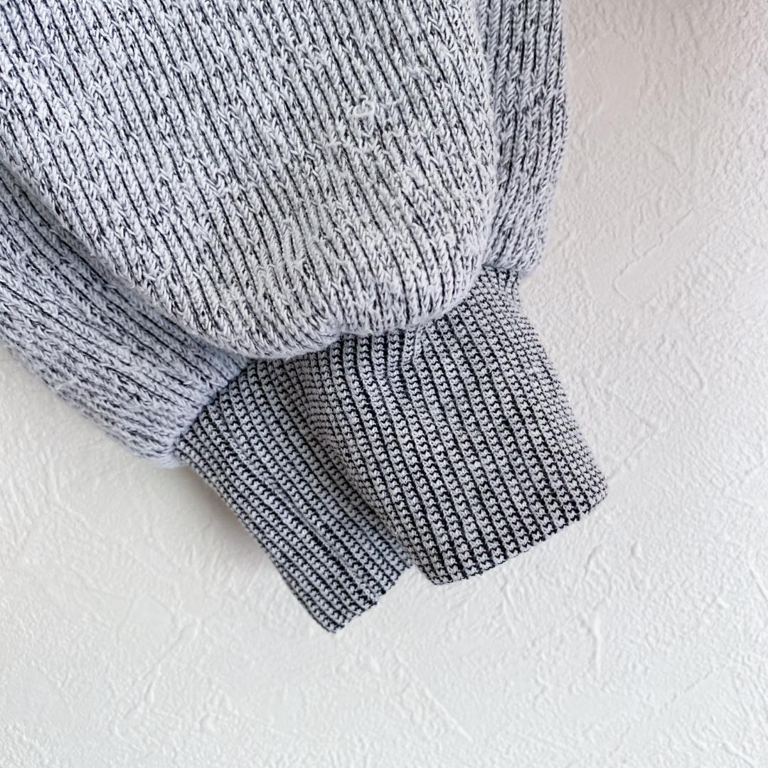 メキシコ製 海外古着 花刺繍 フラワー 二重襟 スウェット トレーナー グレー