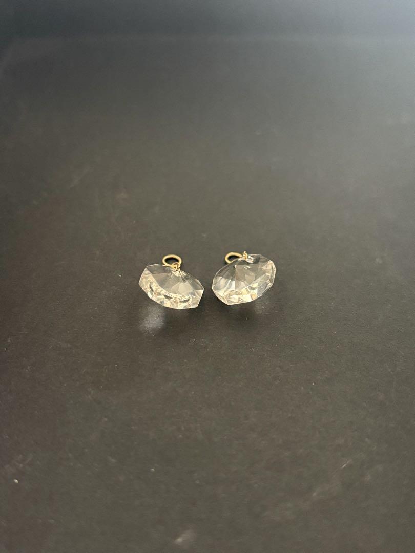 【美品】K10 agate アガット ピアスチャーム 水晶 クォーツ
