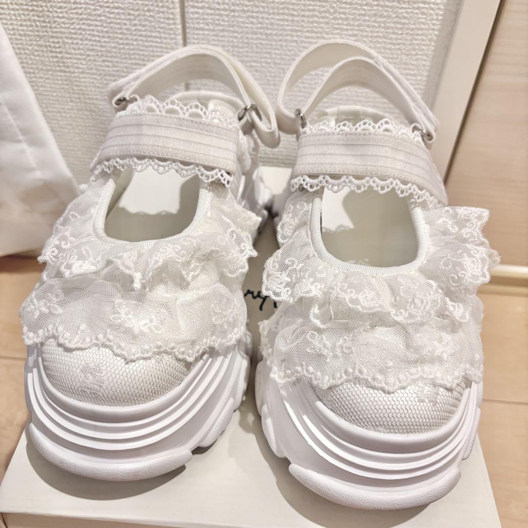 メリージェニー スニーカー 白シューズ レース merryjenny