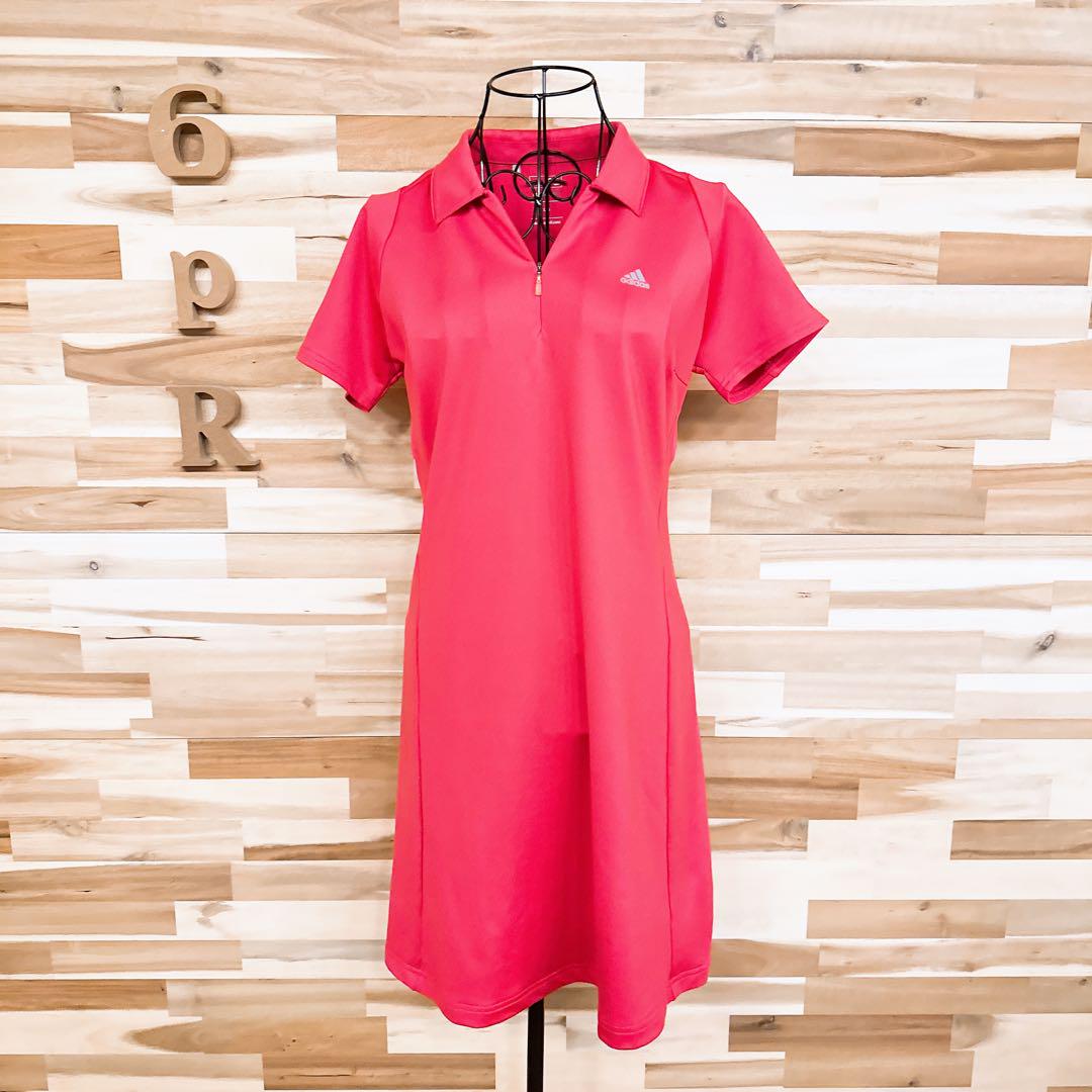 アディダス】GOLF ゴルフ 半袖 ワンピース ストレッチ L ピンク