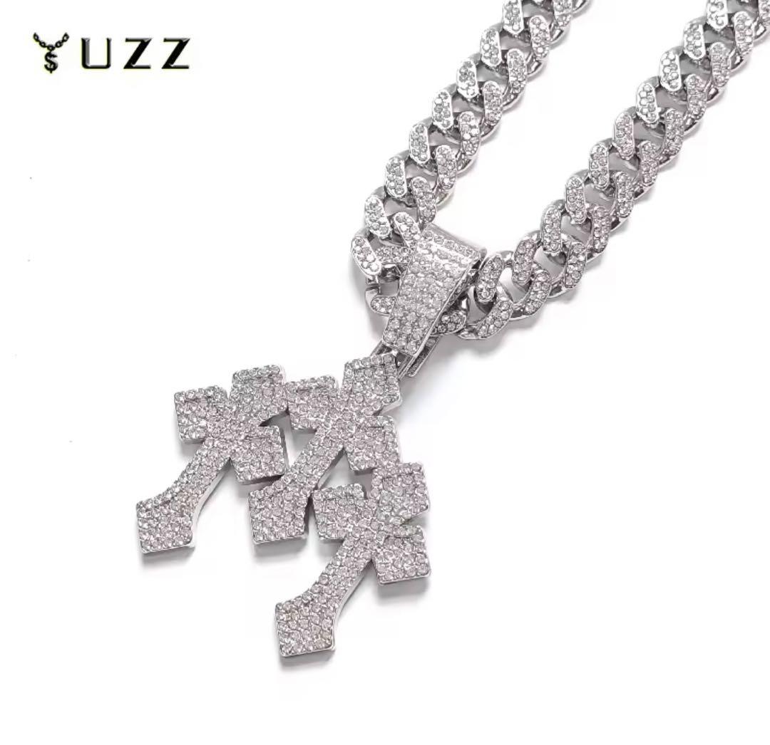 【限定セット】クロス3連トップ×2本チェーン付き｜AAAAA+ジルコニア使用