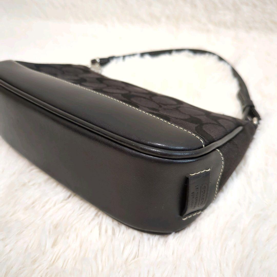 COACH コーチ ワンハンドル ショルダー ポーチ シグネチャー 黒