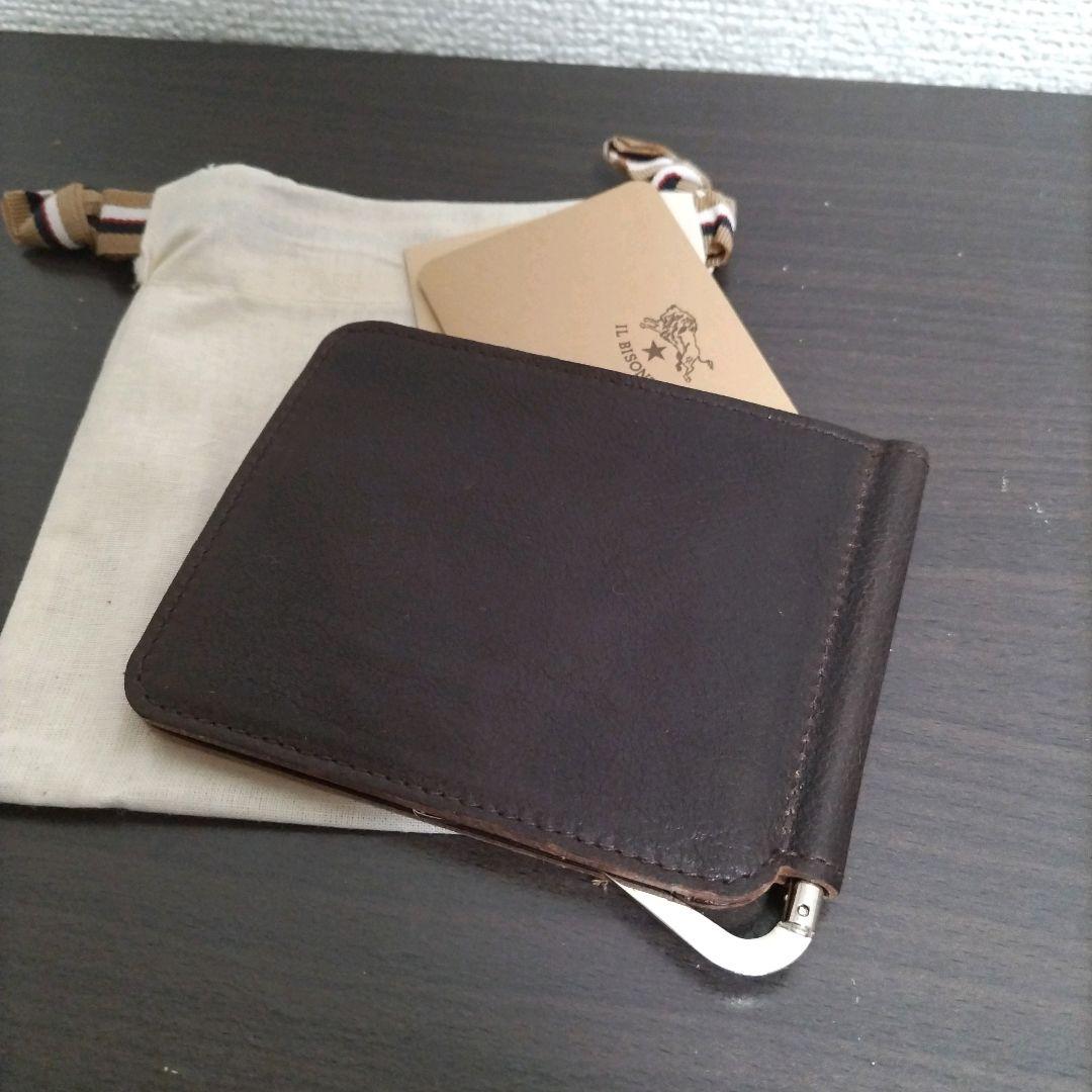 新品 イルビゾンテ 本革 レザー ウォレット 財布 マネークリップ ブラウン