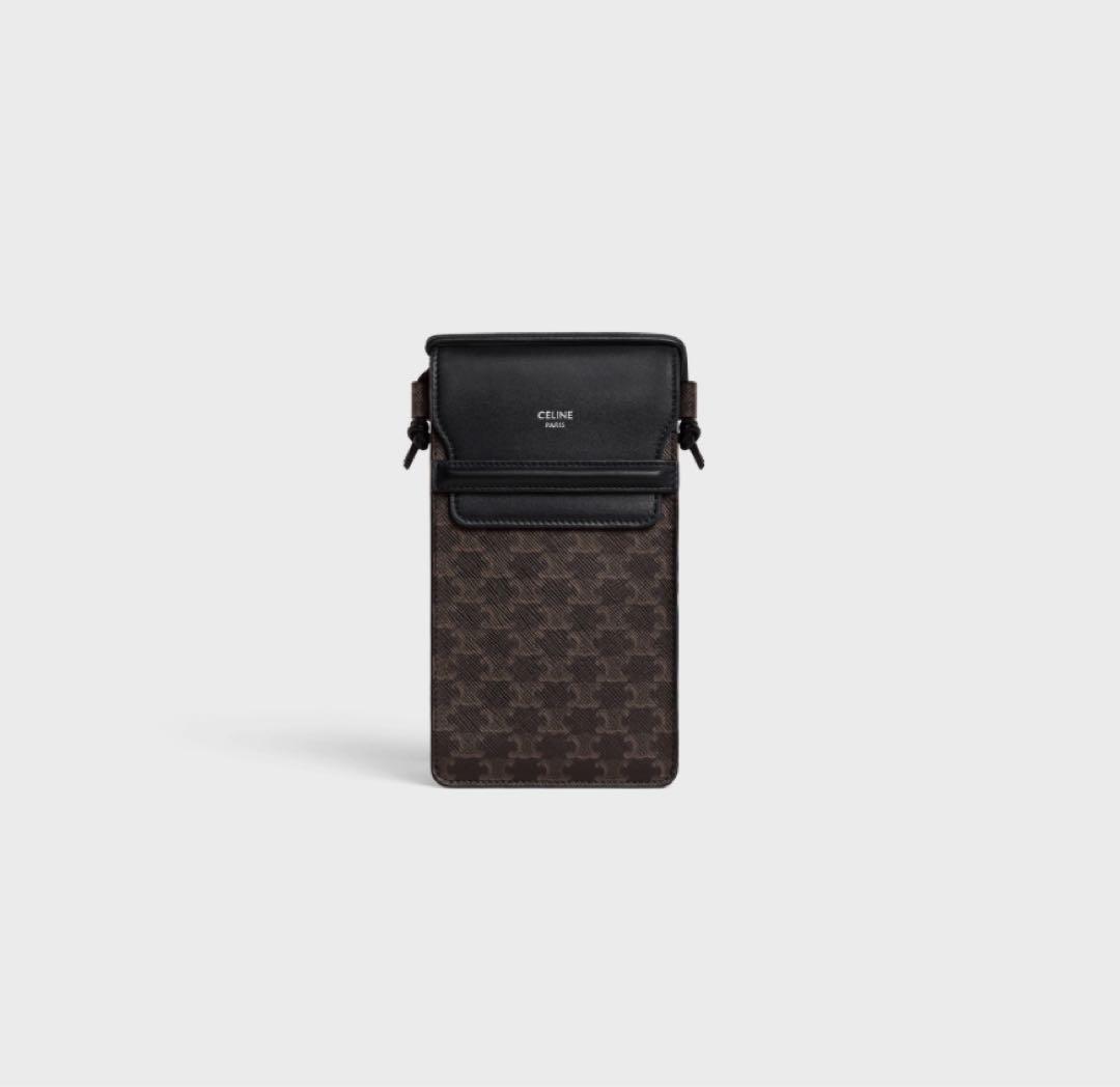CELINE モバイルポーチ トリオンフ キャンバス＆ラムスキン