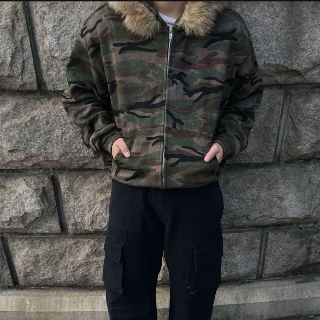 ★ 迷彩ファー付きオーバーサイズジャケット