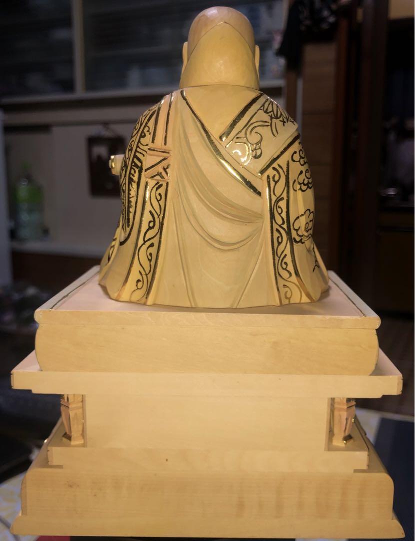 総柘植(ツゲ) 日蓮聖人　切金淡彩（高さ：162mm） 木彫 日蓮宗