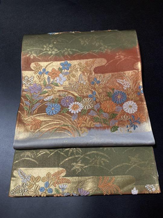 ただきます 華やか ⭐️唐織袋帯⭐️六通⭐️ゴールド⭐️草花文様⭐️ 3xYKX-m10413578343 ショップ
