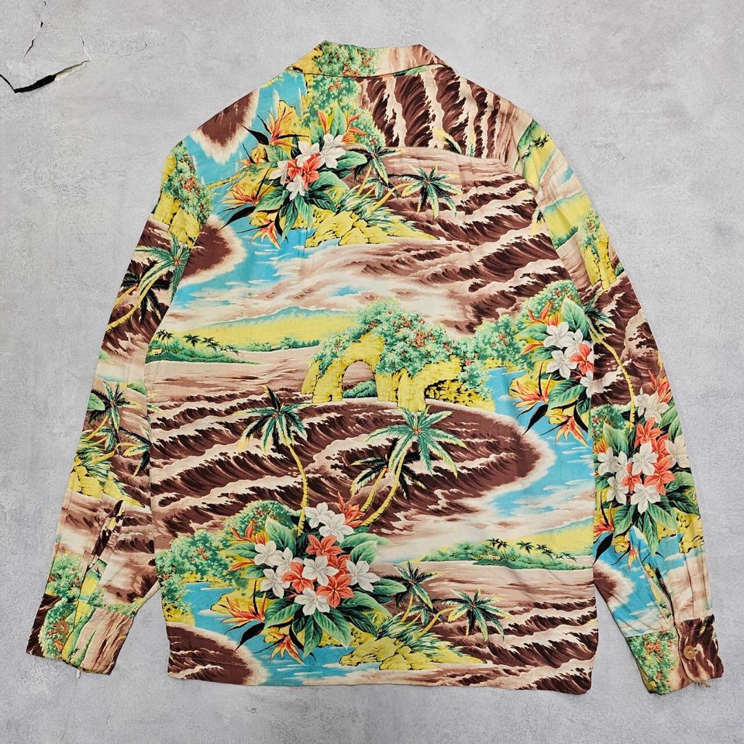 50s 希少 長袖 PALI HAWAIIAN アロハシャツ DM528（50's ''PALI