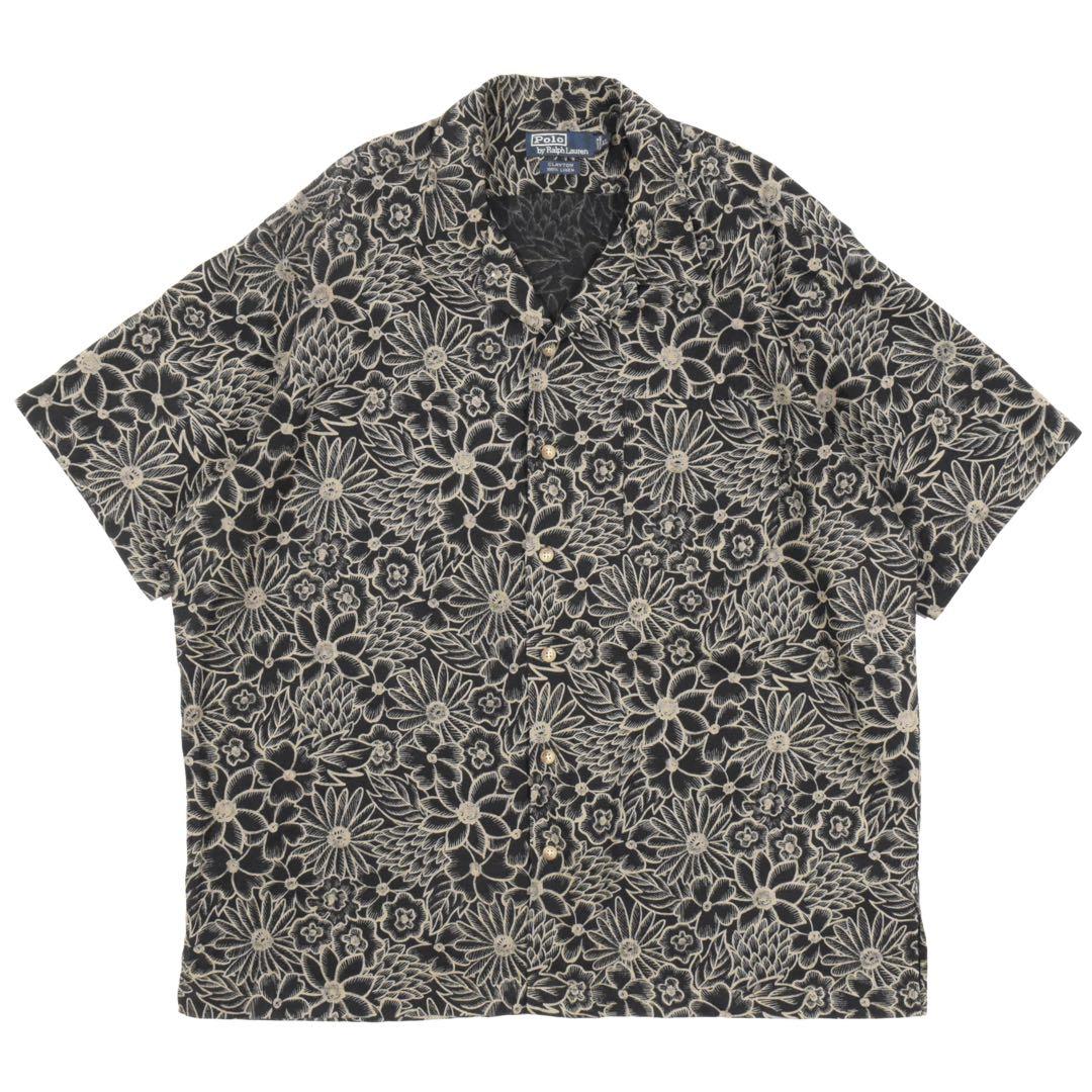 贅沢品 希少XL！ 90s Ralph Lauren Shirt CLAYTON 黒花 トップス