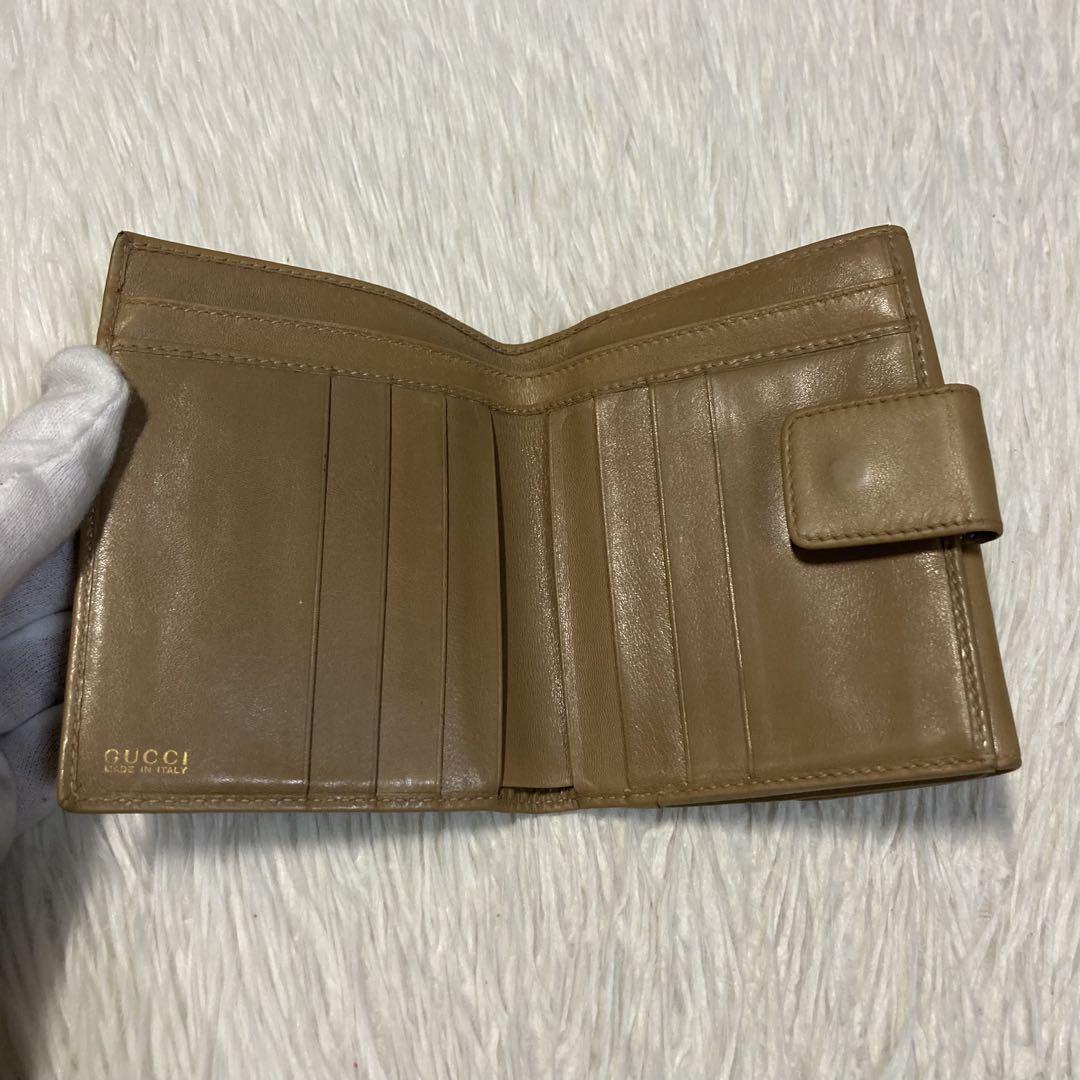お買い得品 美品 GUCCI グッチ 二つ折り バンブー 財布 肌色