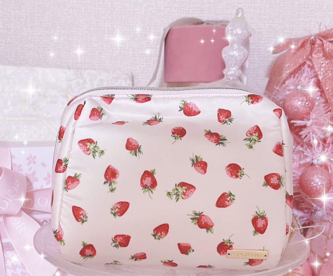 レア♡希少♡ジェラートピケ♡ポーチ♡いちご♡ストロベリー♡LIZLISA♡ピンクバッグ