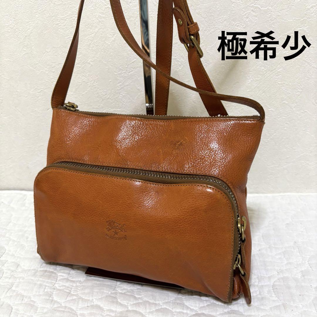 ILBISONTE ☆ 極美品 イルビゾンテ ショルダーバッグ レザー 希少 極希少】イルビゾンテ オールレザー ショルダーバッグ
