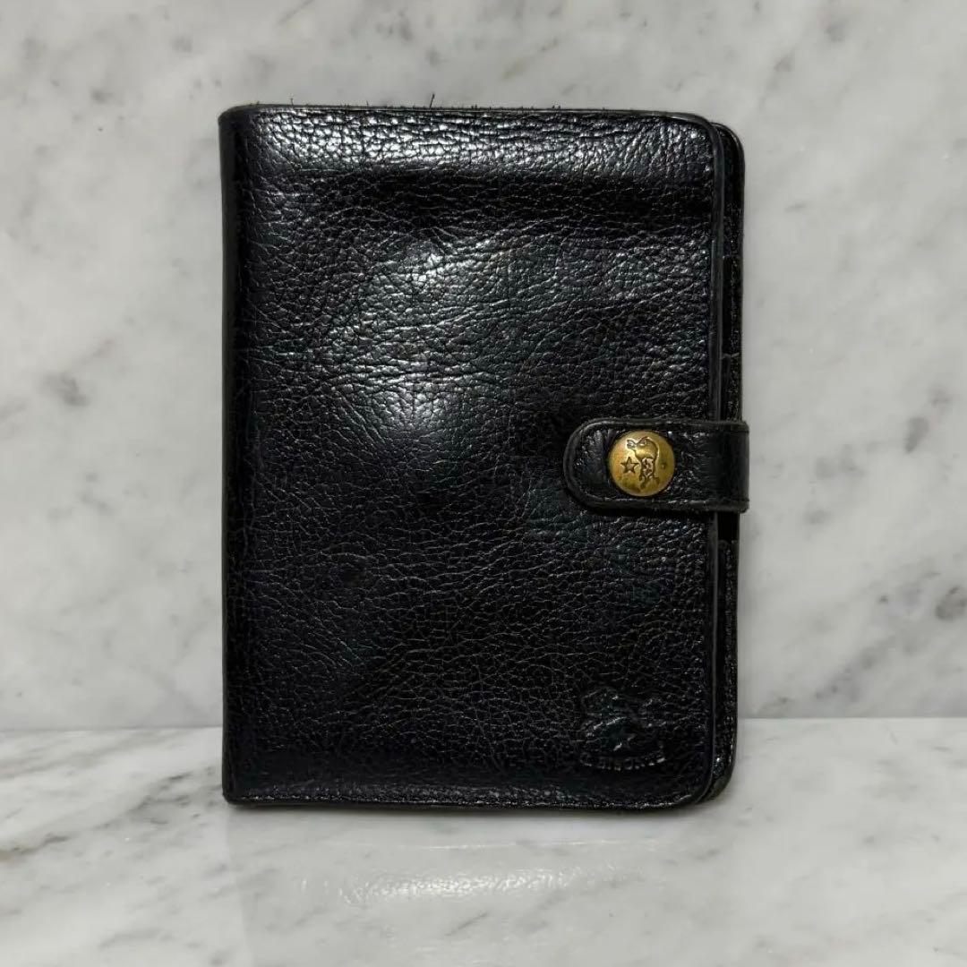 90s OLD IL BISONTE イルビゾンテ 二つ折り財布 ブラック 黒