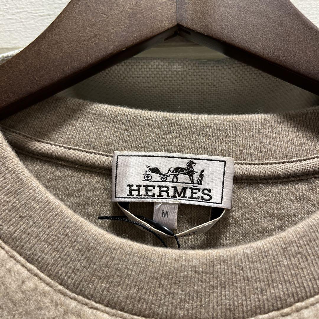 【HERMES 】ハイライトポケット付き◎ラウンドネックスウェット HERMES - 【新品未使用】エルメス ラウンドネックスウェット