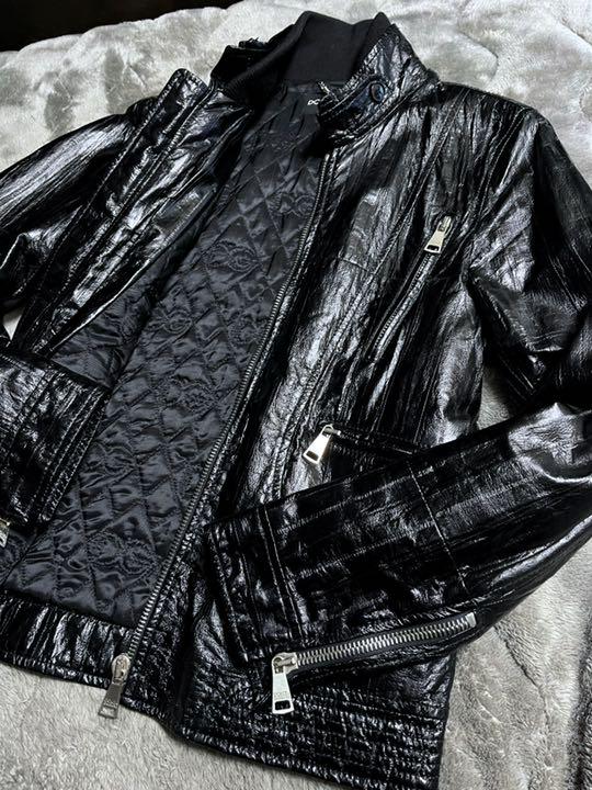 お得正規店 正規 美品 DOLCE&GABBANA レザー ライダース ジャケット 34ba7-m10438109425 在庫正規店