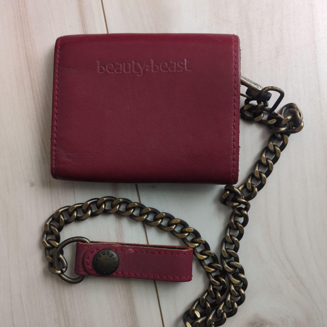 beauty.beast 赤 レザー ウォレットチェーン