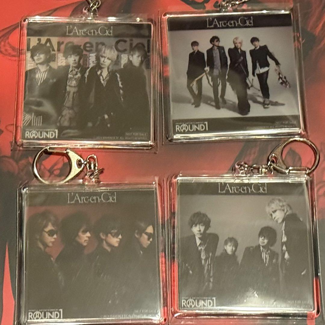 L'Arc〜en〜Ciel ROUND1 マットキ-ホルダー缶バッ合計5点 L'Arc〜en〜Ciel ROUND1 マットキ-ホルダー缶バッ合計5点
