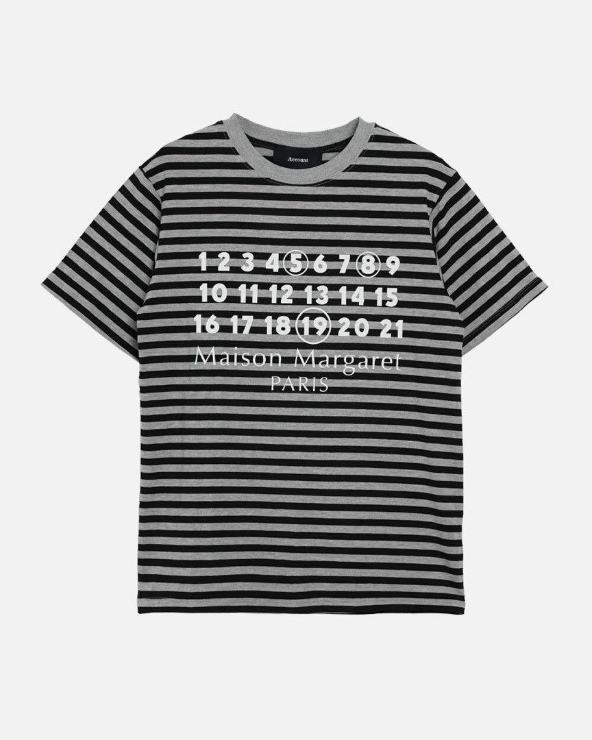 人気の新作 MICALLE MICALLE Account ボーダーTシャツグレーS トップス