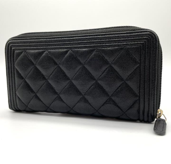 たらお CHANEL ラウンドファスナー 長財布 aRndB-m10454340455 ボーイシャネル ラムスキン ㊊うございま