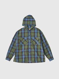 セダンオールパーパス Plaid Hooded Shirt Blue Green