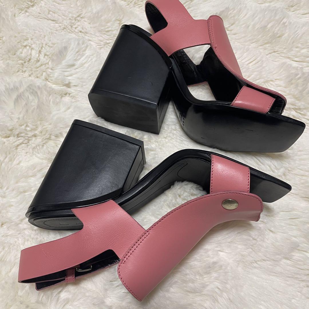 超人気の雑貨店 極太ヒール ほぼ未使用 MARNI サンダル スクエアトゥ 38 ピンク 靴