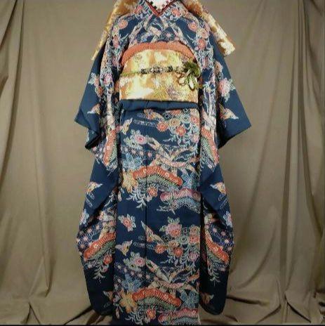 ギフ_包装】 着物 振袖フルセット 紅型 型染 正絹 高級縮緬 成人式