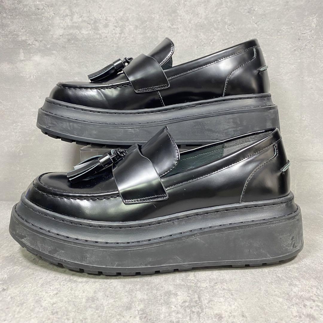 ランバンオンブルー 黒 タッセル　厚底　ローファー S ランバン オン ブルー LANVIN en Bleu 厚底タッセルローファー