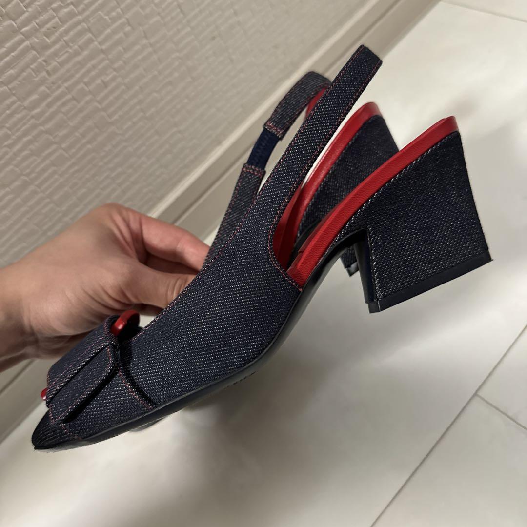 美品♡Ferragamo デニム バックストラップ