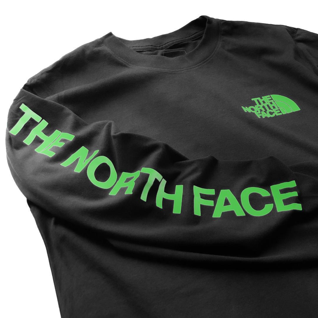 ノースフェイス 長袖 ロンT Tシャツ 黒 緑 海外XL 日本3L sle