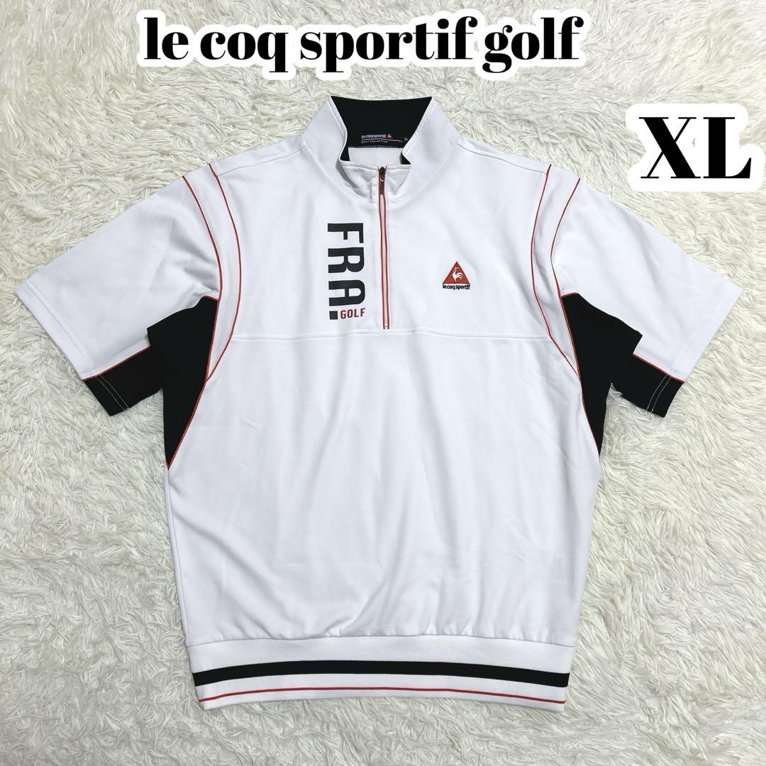✨美品【ルコックゴルフ】（XL）ハーフジップ　ストレッチ　ゴルフウェア　ホワイト