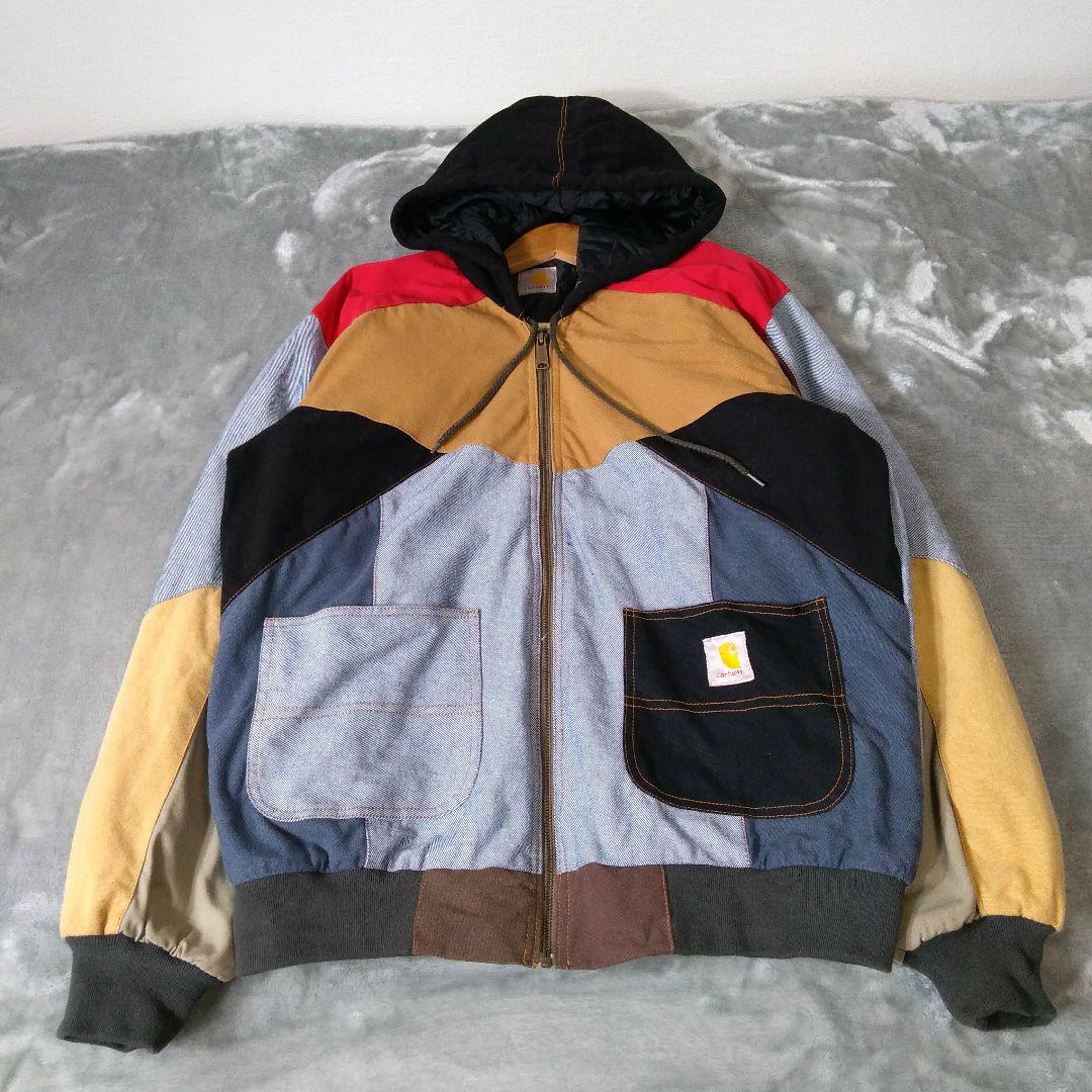 Carhartt】US輸入希少再構築ジャケットXLマルチカラー赤レッド黒紺 Carhartt】US輸入希少再構築ジャケットXLマルチカラー赤レッド黒紺