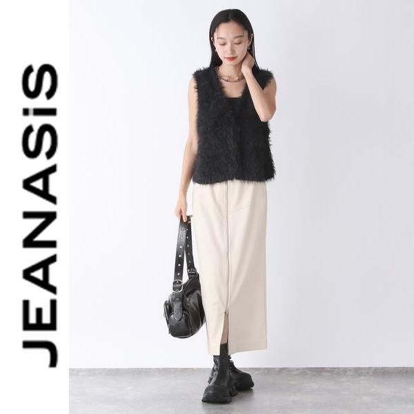 スラブニットファーベスト JEANASiS】スラブニットファーベスト ブラック - メルカリ