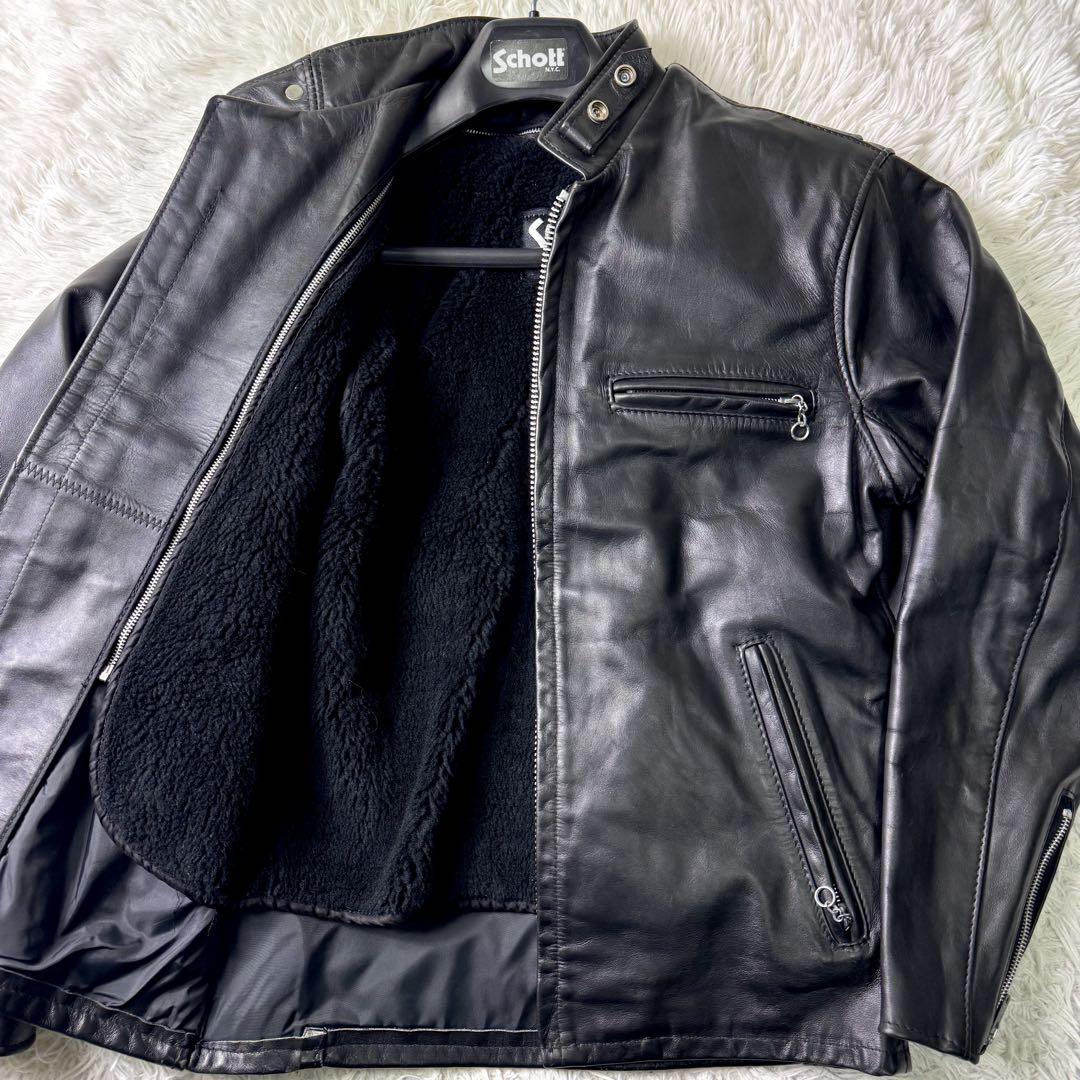 美品✨schott ライダースジャケット　シングル　641 黒　本革　USA製