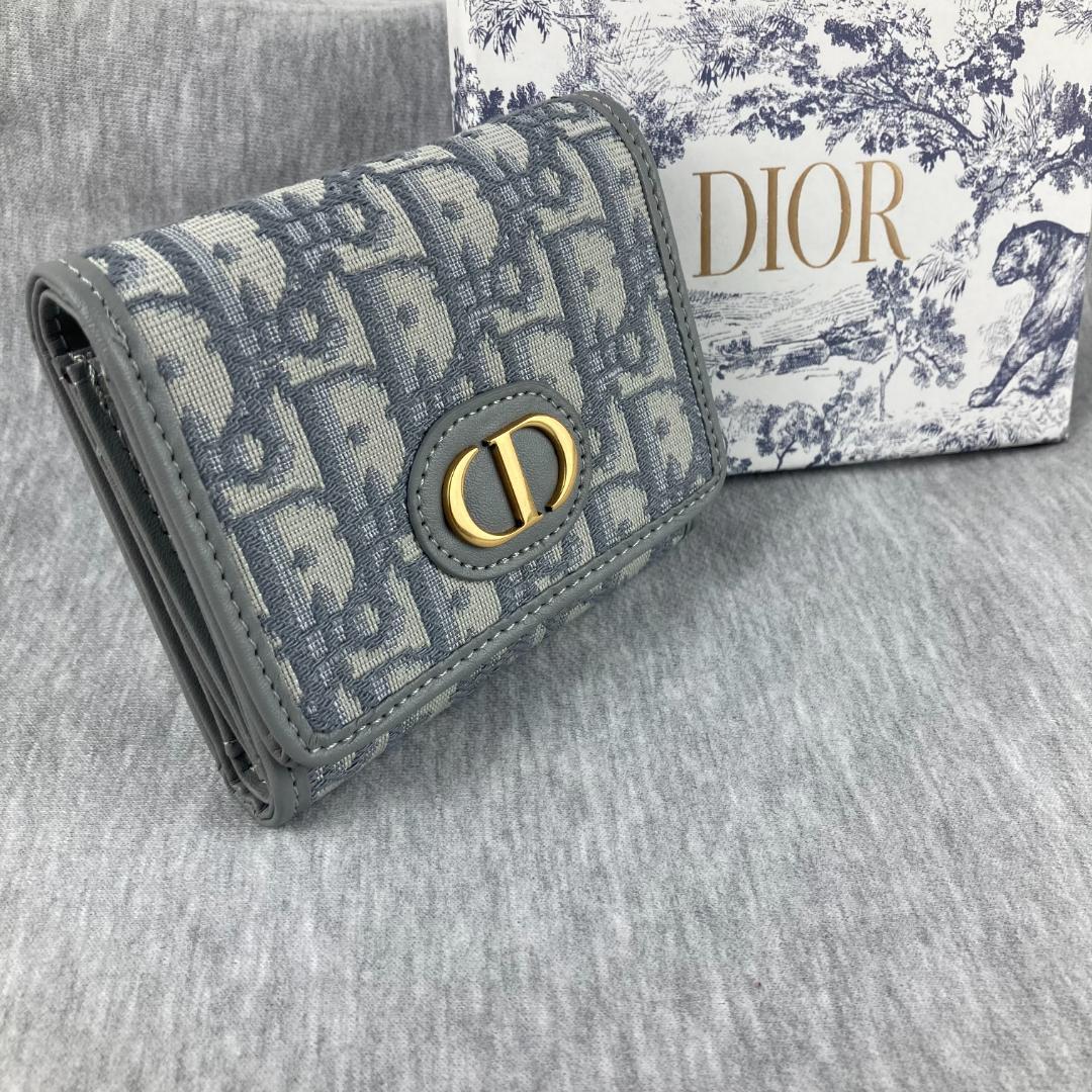 【刻印あり】Christian Dior 三つ折り財布 グレー 箱付き