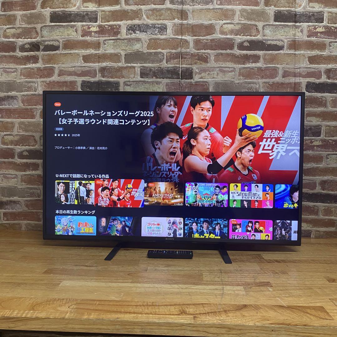 SONY 43V型 4K チューナーレス 液晶テレビ BRAVIA 動画アプリ○