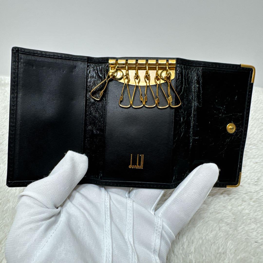 Dunhill ダンヒル キーケース ブラック×ゴールド金具（6連フック）美品