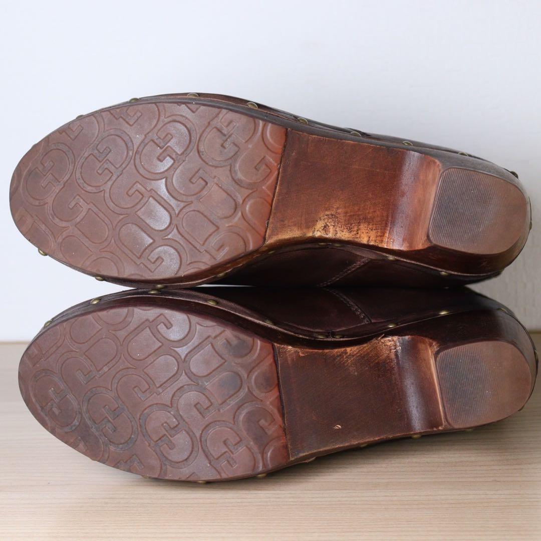 UGG アグ 22 リネア LYNNEA レザー ムートンブーツ ヒール 茶