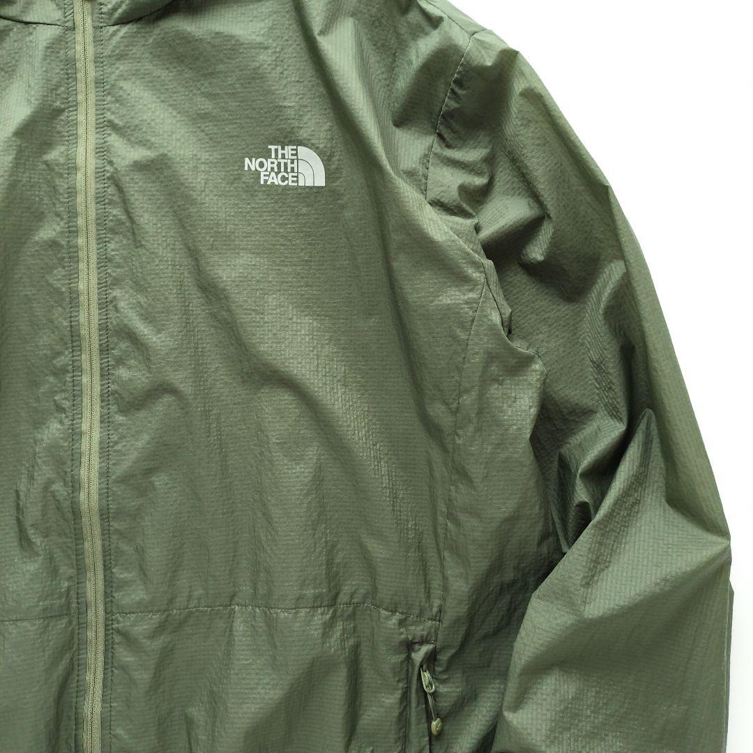 ノースフェイス 軽量ナイロン ジップアップ パーカー カーキ【2XL】