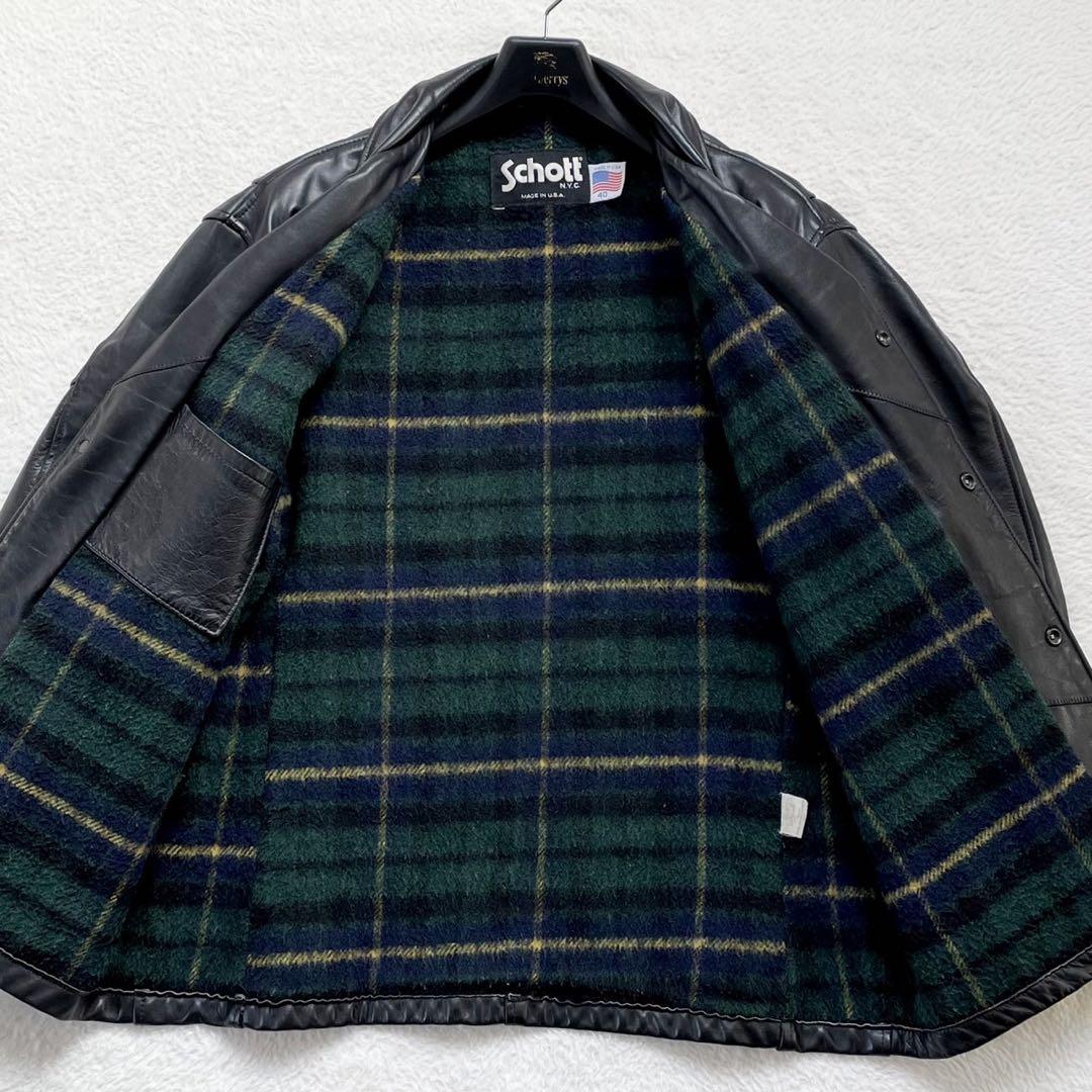 美品★Schott 40★ショット ピーコート 裏地キルティング ウール 黒 美品☆Schott 40☆ショット ピーコート 裏地キルティング ウール 黒