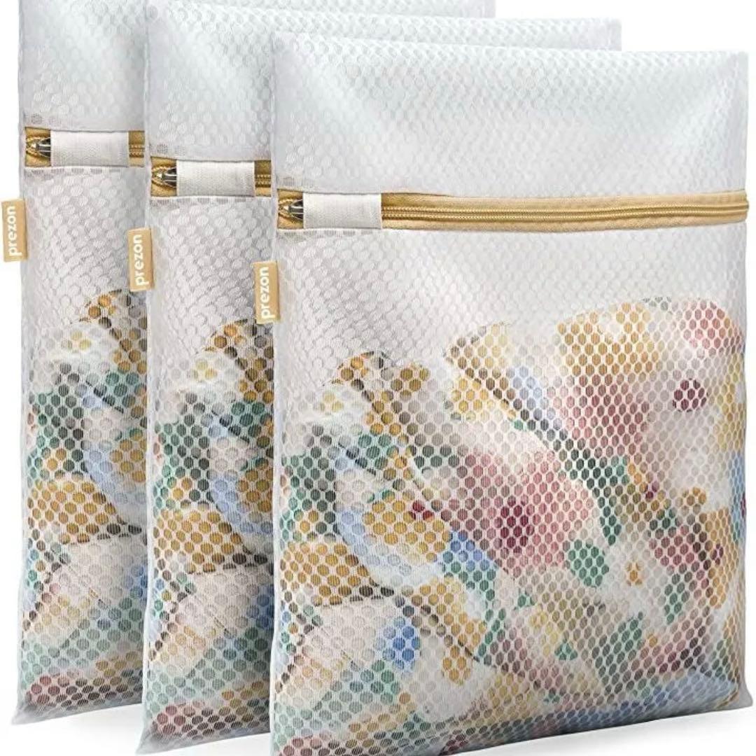 【未使用・美品】洗濯ネット 3枚 Mサイズ 角型 40×30cm ランドリー